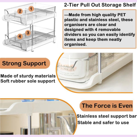 2 Tier Under Sink Pull Out Organiser – White