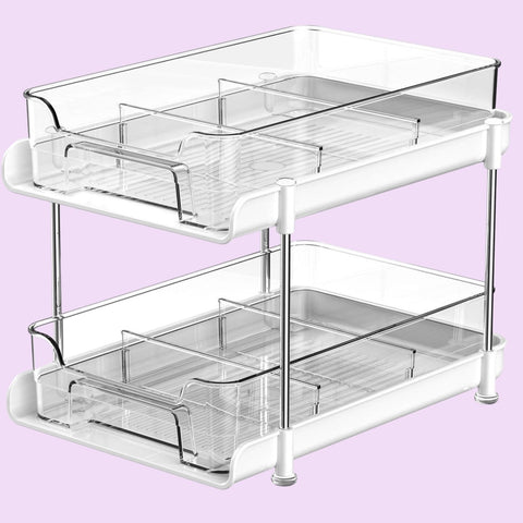 2 Tier Under Sink Pull Out Organiser – White
