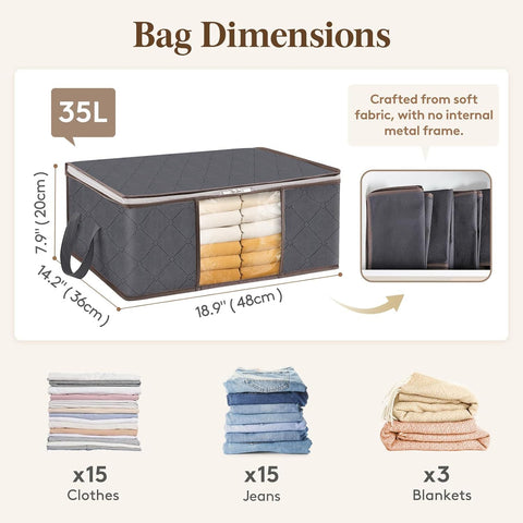 35L Foldable Clothes Storage Bags – 3 Pack