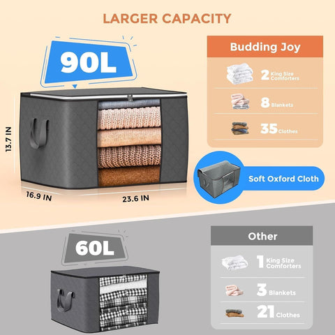 90L Large Clothes Storage Bags – 6 Pack
