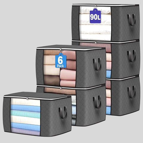 90L Large Clothes Storage Bags – 6 Pack