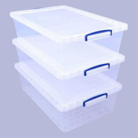 Clear Nestable Storage Boxes with Lids (3 Pack)