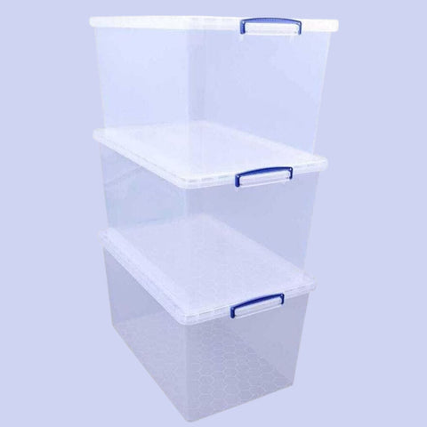 Clear Nestable Storage Boxes with Lids (3 Pack)