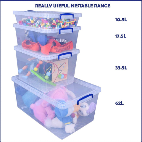 Clear Nestable Storage Boxes with Lids (3 Pack)