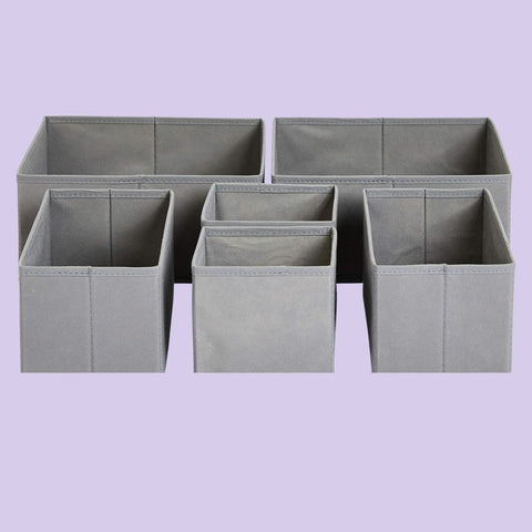 Collapsible Drawer Organiser Set – 6 Pack Grey