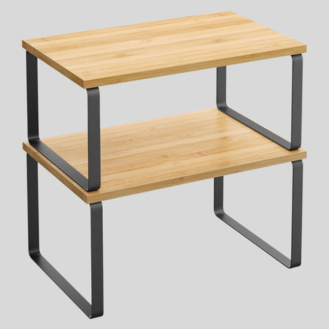 Expandable Metal & Wood Spice Rack Shelf Set