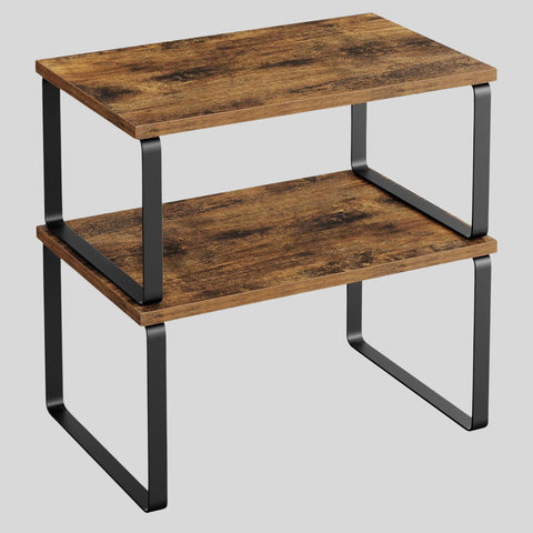 Expandable Metal & Wood Spice Rack Shelf Set