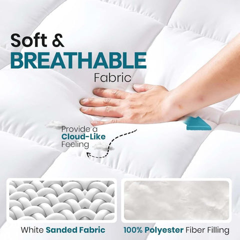 Hotel Quality Microfibre Mattress Topper 5cm Deep, Soft Orthopaedic & Anti-Allergy