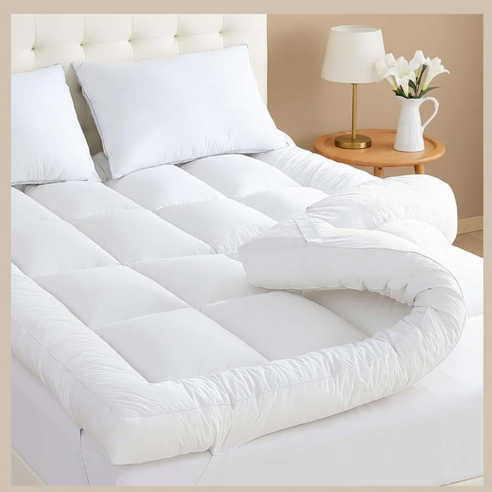 Hotel Quality Microfibre Mattress Topper 5cm Deep, Soft Orthopaedic & Anti-Allergy