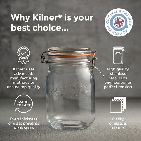 Kilner 1L Clip Top Glass Storage Jar Airtight