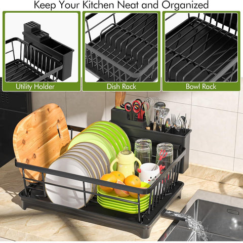 Space Saving Dish Drainer Rack with Drainboard