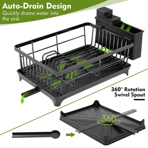 Space Saving Dish Drainer Rack with Drainboard