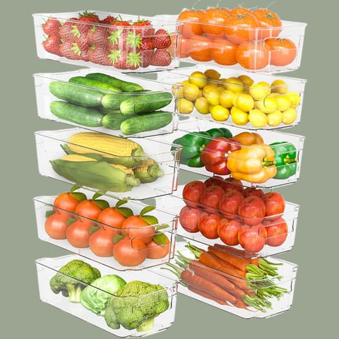 Stackable Fridge Organisers with Handles – Clear