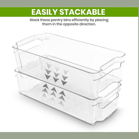 Stackable Fridge Organisers with Handles – Clear